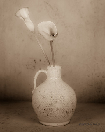Purple Calla Lilies in Pitcher from Dubrovnik