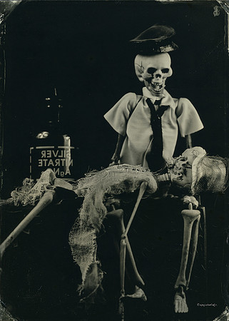 wet plate collodion, Still Life, Skulls, Skeletons, Bones, Graveyards